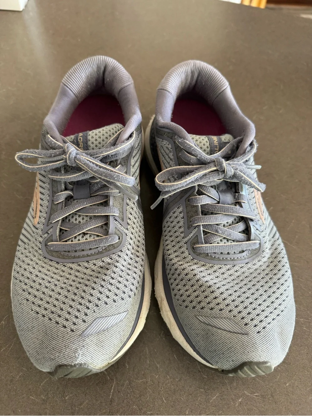 Brooks Women's Gray Running Shoes with Rose Gold Swoosh